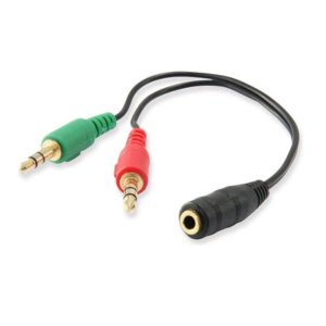 Cabo Adaptador Aúdio, 1x 3.5 mm AUX 4-pin F - 2x 3.5 mm AUX