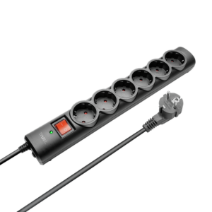 Tomada elétrica Schuko - 6 tomadas - proteção de corrente