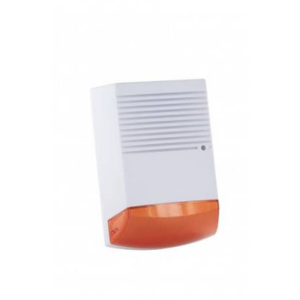 Sirene de segurança fictícia | IP44 | Alimentado por bateria | Para exterior | Branco / Laranja