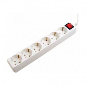 Plug de extensão 6 entradas e interruptor. Branca, 1,5m