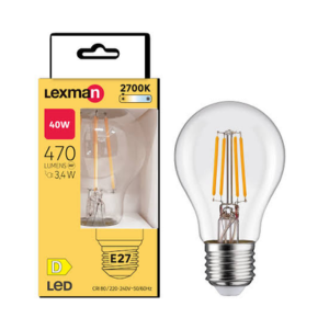 Lâmpada Filamento Nedis LED E27 A60 4W 470lm 2700K 1un