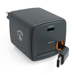 Carregador de Casa Nedis 1XUSB-C + 1XUSB-A QC 3.0 65W Preto