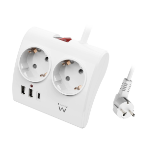 Tira de alimentação multi-socket de 2 em 1 - branco